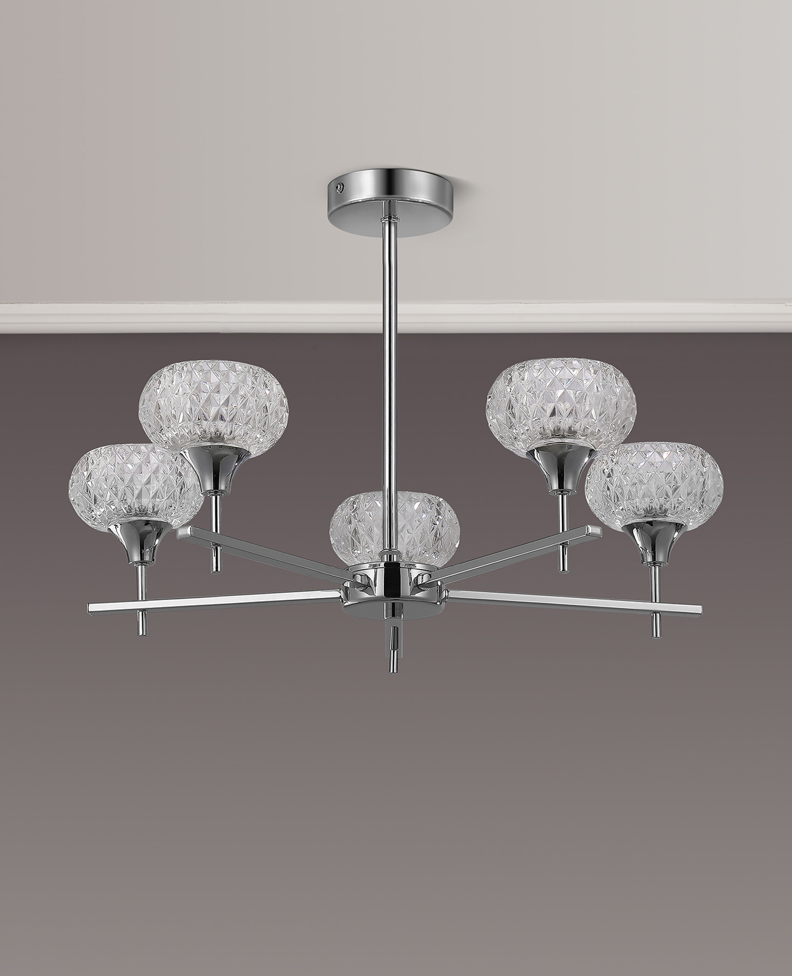 Aria Glass Fixed Pendant 5 Light IP44 Polished Chrome D0847CH  Deco Aria